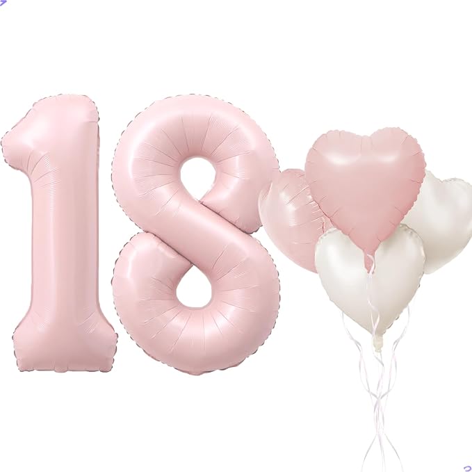 Pink 18 Balloon Number Pastel Pink 18th Birthday Party Decorations by Unknown