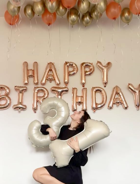 Cream White Number 3 Balloon 40 inch, Birthday Party Balloons Decorations | - Image 5