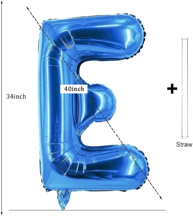 Letter Balloons 40 Inch Blue Giant Alphabet Balloons Letter E | Foil Mylar Big - Image 2