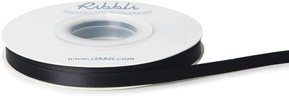 Ribbli Double Faced Black Satin Ribbon, 1/4” x Continuous 25 Yards, Use by Ribbli