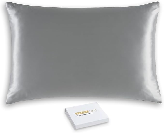 ZIMASILK 25 Momme 100% Pure Mulberry Silk Pillowcase for Hair and Skin Care, Highest Grade 6A Pillow Cases for Women, Long-Lasting Durablity, Gift for Women Men, 1Pc (Queen 20"x30", Iron Gray)