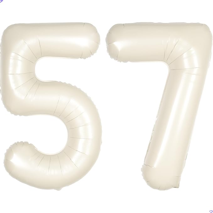 Cream White Number 57 75 Balloon by Unknown