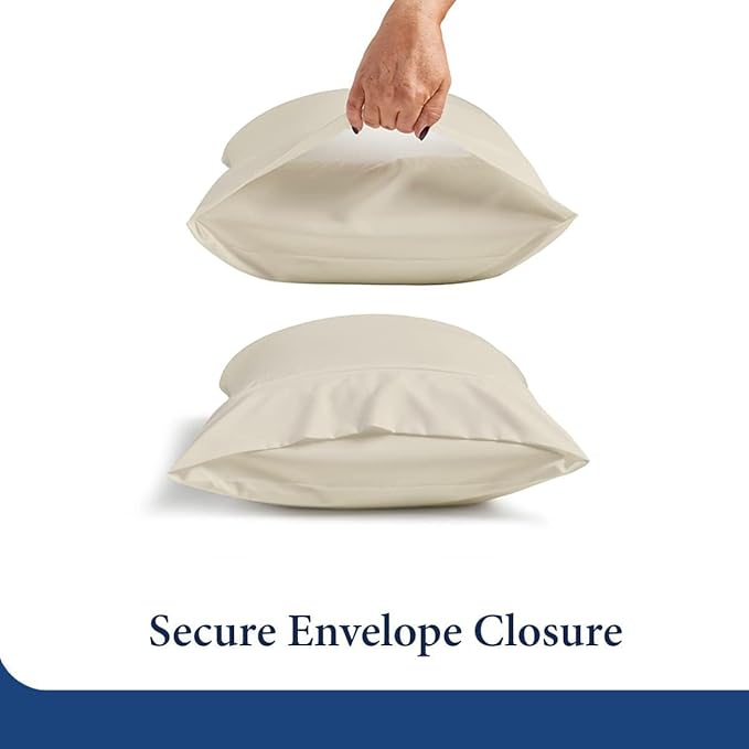 SKY BEDDINGS Queen Pillowcase Set of 2 - Soft Brushed Microfiber Pillow Cases with Envelope Clouser - Wrinkle-Free, Fade-Resistant Pillow Covers - 20 x 30 Inches, Ivory