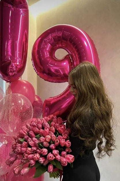 Hot Pink Number 0 Balloon 40 inch, Balloon numbers party supplies, deco photo - Image 6