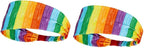 Rainbow Headband for Women Non Slip Elastic Sweat Hairbands Fashion Sports Hair Bands Soft Cloth Fabric Stretchy Headband for Running Workout Yoga