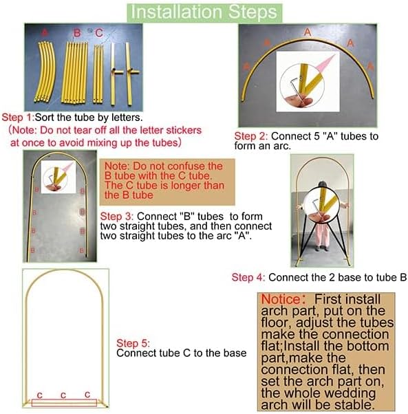 7.2FT Metal Arch Backdrop Stand Gold Wedding Balloon Frame Pergola Arbor | - Image 5