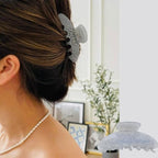Personalized Hair Claw Clips with Rhinestones - Custom Cute Bridal Claw for Classy Occasions (Pearl White)