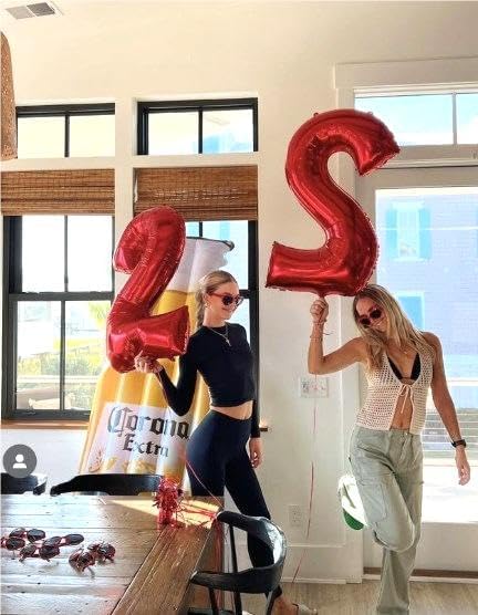 Red Number 2 Balloon 40 inch, Balloon numbers party supplies, deco photo shoot - Image 7