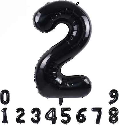 TONIFUL 40 Inch Black Number 2 Balloons Large Foil 2nd Birthday Decorations | by TONIFUL