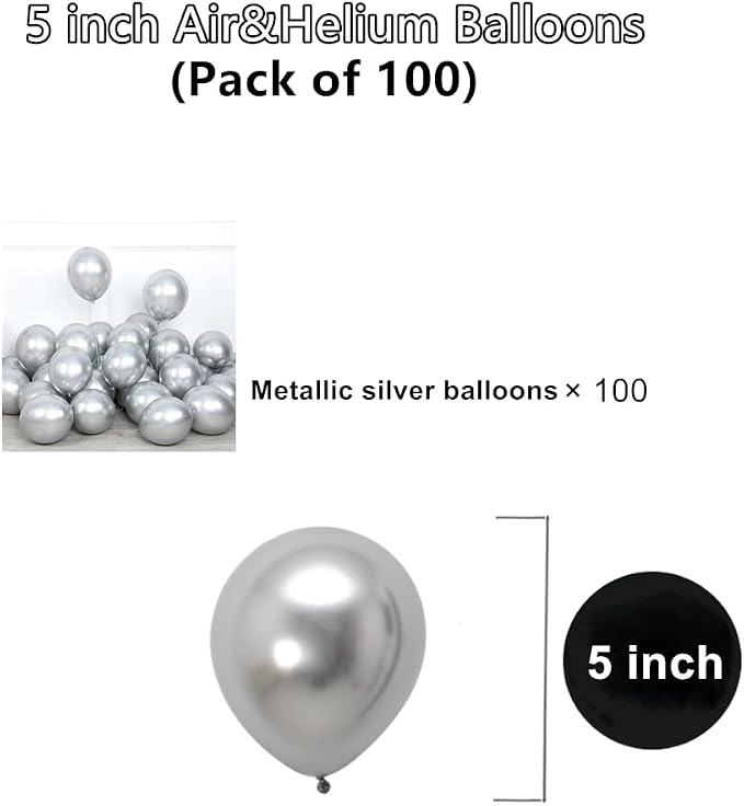5 inch Metallic Silver Balloons - Image 2