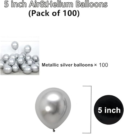 5 inch Metallic Silver Balloons - Image 2