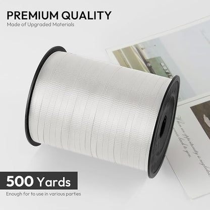 White Crimped Curling Ribbon, 1/5" Wide x 500 Yards Christmas Curling Ribbons - Image 2