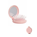Folding Hair Brush with Compact Mirror, 2-in-1 Mini Hairbrush for Travel - Foldable Portable Pocket-Sized, Detangling Brush with Soft Nylon Bristles for Purse, Backpack, Women & Girls on The Go