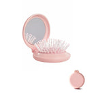 Folding Hair Brush with Compact Mirror, 2-in-1 Mini Hairbrush for Travel - Foldable Portable Pocket-Sized, Detangling Brush with Soft Nylon Bristles for Purse, Backpack, Women & Girls on The Go