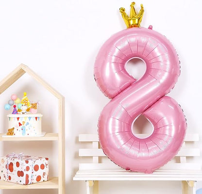 40 Inch Crown Pink Number 8 Balloon, Big Conjoined Light Pink Foil Mylar Helium - Image 5