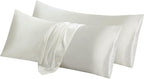 Aormenzy Satin Body Pillow Cover Set of 2, 20x54 Inches White Body Pillow Case for Adults, Silky Soft & Cooling with Envelope Closure