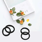 Hair Ties Hair Elastics Bands Seamless Cotton No Damage Thick Curly Hair Long-Lasting Braids Ponytails Holders All Hair Types Pain-Free Hair Accessories Women Men Black 50 PCS