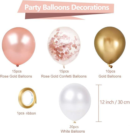 Rose Gold Confetti Latex Balloons, 60 Pack White Balloons 12 Inch - Image 2
