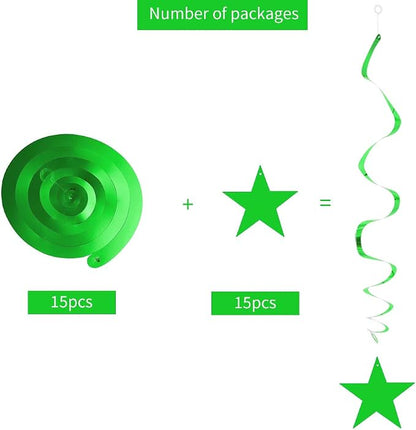BEISHIDA Green Star Hanging Swirl Decorations, Hanging Gold Party Supplies - Image 2