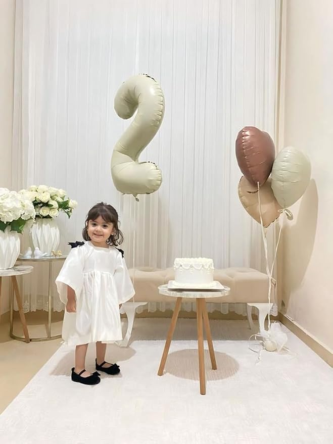 2 Balloon Number 40 Inch Cream Balloons - Image 4