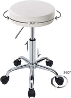 DUHOME 410 Height Adjustable Swivel Rolling Chair Massage Medical Clinic Tattoo Spa Salon Stool with Wheels (White)