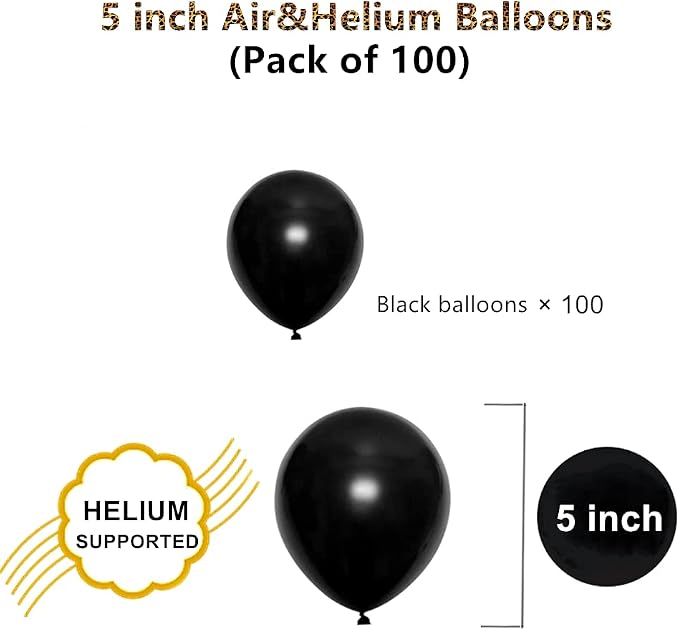 5 inch Black Party Balloons - Image 2