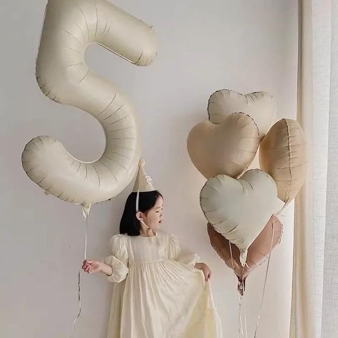 3 Number Balloons Cream 40 Inch Foil Balloon - Image 2