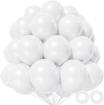 White Balloon 110pcs, 12 Inch Thickened Round Helium Balloons by Kawkalsh