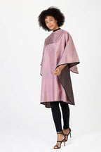 Betty Dain Reversi Reversible Coloring/Styling Cape, Two-Sided Cape, Black Side Has Chemical Proof Finish for Processing, Snap Closure at Neck, 50 x 60 Inches, Rose