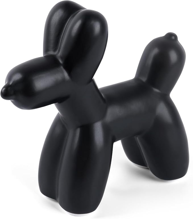 Notakia Cute Ceramics Black Balloon Dog Statue Crafts Living Room Desktop by Notakia