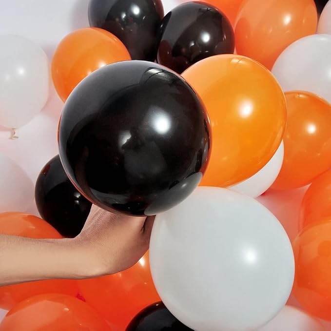 300 Pack Orange Black and White Balloons - Image 3