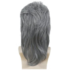 Kaneles Grey Mullet Wigs for Men 80s Retro Cosplay Halloween Costume Wig Funny Rocker Hair Male Wig(Grey)