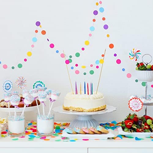 Outus 40 Pieces Colorful Circle Garland Banner Hanging Paper Dot Decorations - Image 5