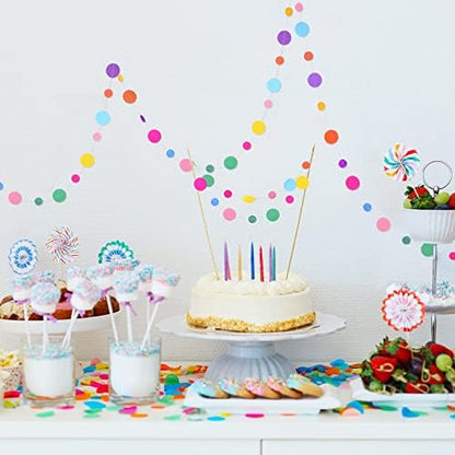 Outus 40 Pieces Colorful Circle Garland Banner Hanging Paper Dot Decorations - Image 5