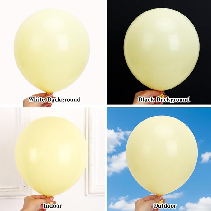 RUBFAC 135pcs Pastel Yellow Balloons, Latex Light Yellow Balloon Different - Image 4