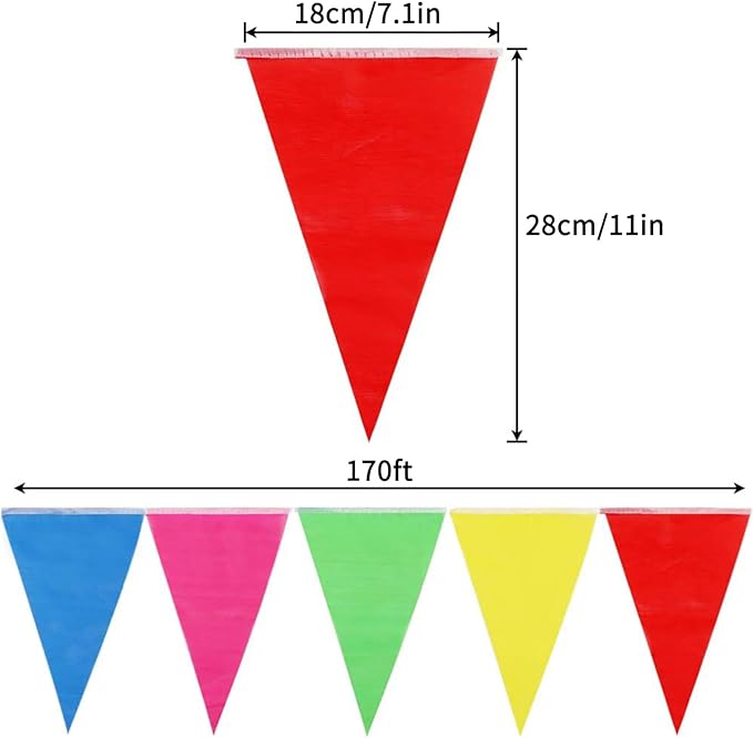 RUBFAC 1020ft 720pcs Colorful Pennant Banner Flags | Multicolor bunting string - Image 2