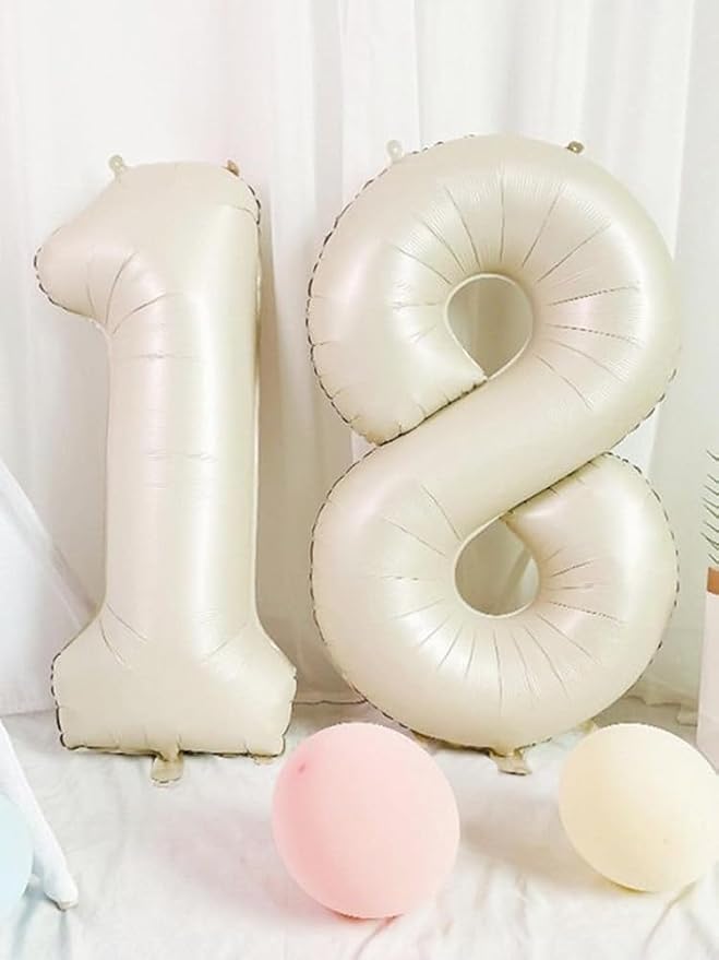 8 Balloon Number 40 Inch Cream Balloons - Image 2