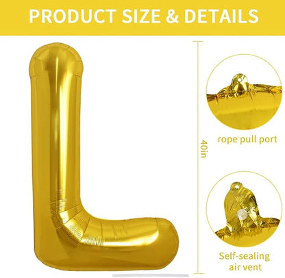 TONIFUL 40 Inch Large Gold Letter L Foil Balloons Alphabet Balloons | Giant - Image 2