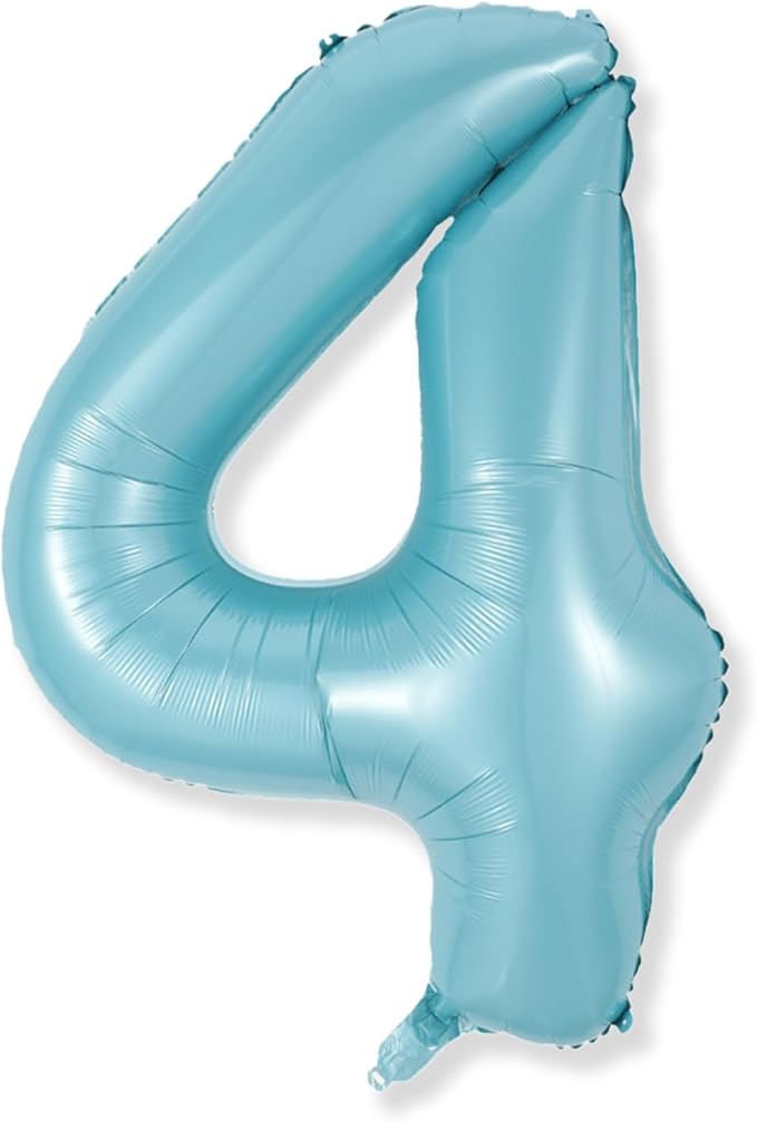 4 Balloons Number, 40 Inch Large Light Blue Number 4 Balloon, Baby Blue Foil by Isndare
