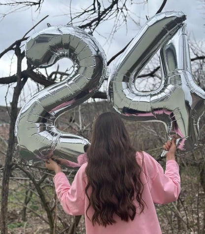 Silver Number 4 Balloon 40 inch, Balloon numbers party supplies, deco photo - Image 5