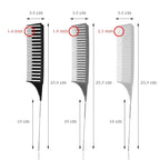 SKYPIA 3 Piece Professional Dyeing Hair Comb Set with Long Stainless Steel Rat Tail Combs for Hair Stylists, Weaving Styling Brush Set (Black & Grey)