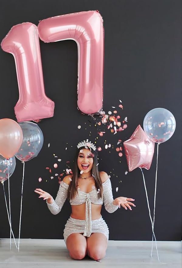 Number Balloons 17 Balloon Pink - Image 5