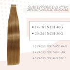 Tape in Hair Extensions Human Hair 20pcs Remy Hair Extensions 18 Inch Honey Blonde Straight Invisible Human Hair Tape in Extensions Skin Weft Tape Extensions Human Hair (27#,18 Inch)