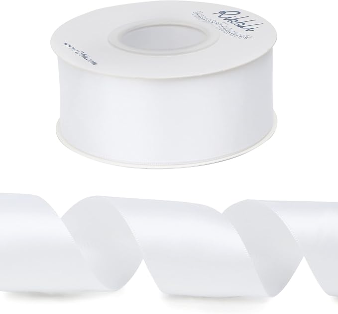 Ribbli White Double Faced Satin Ribbon, 1-1/2” x Continuous 25 Yards, Use - Image 2