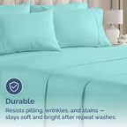 King Pillow Cases - 4 Pack - Super Soft Pillowcase Covers - Envelope Enclosure - Hotel Quality Pillow Protectors - Wrinkle Free, Shrink and Stain Resistant - Machine Washable - 20" x 40" (Spa Blue)