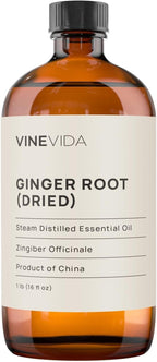 VINEVIDA Dried Ginger Root Essential Oil 16 oz - Undiluted Ginger Root Oil 16 oz - Ginger Root Candle Oil Scent - DIY Candle Scents for Candlemaking - Bulk Essential Oil for Soap Making Safe for Skin