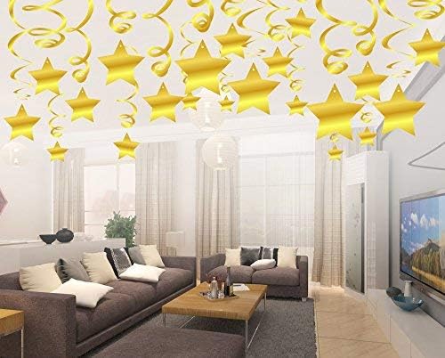 BEISHIDA Gold Star Hanging Swirl Decorations, Hanging Gold Party Supplies - Image 6
