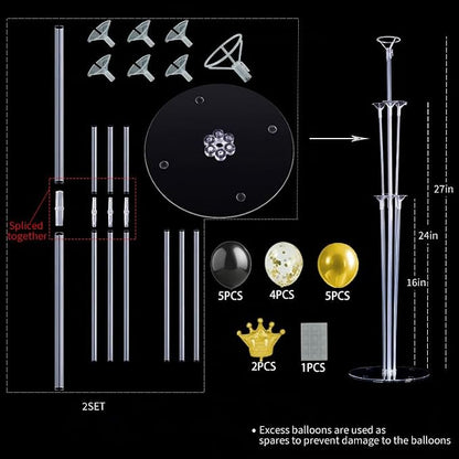 Black and Gold Party Decorations, Crown Balloon Stand Kit - Image 2