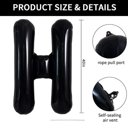 TONIFUL 40 Inch Large Black H Letter Balloon - Image 2