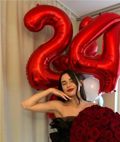 Red Number 4 Balloon 40 inch, Balloon numbers party supplies, deco photo shoot - Image 6